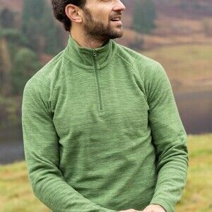 MOUNTAIN WAREHOUSE Size Medium Men's Green 1/4 Zip Fleece Pullover Lightweight